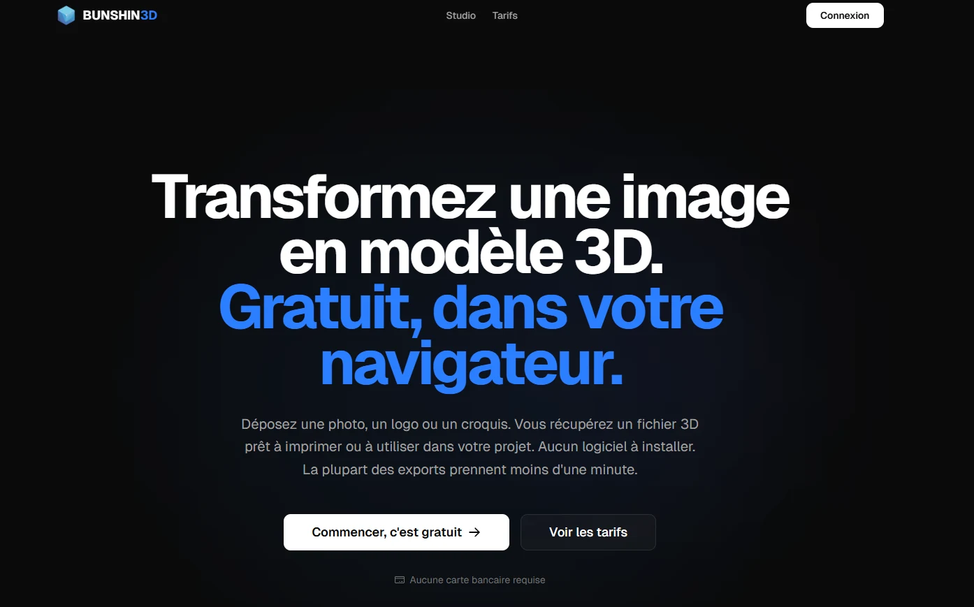 Aperçu de la landing page de bunshin3d.com